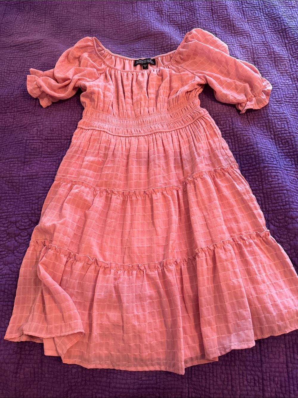 Girls' Pink Tiered Smocked Waist Dress